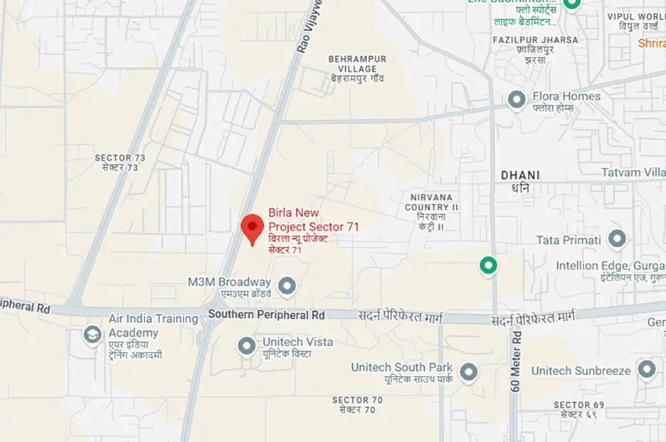 Birla Sector 71 Location Map